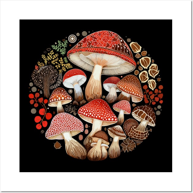 Mosaic Mushroom Pattern Wall Art by MushMagicWear